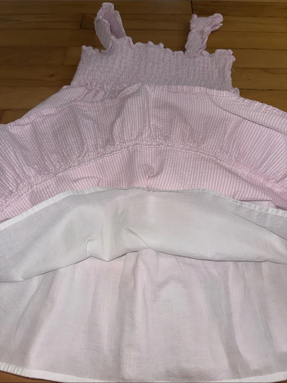 Janie and Jack Light Pink Smocked Ruffle Strap Dress 7Y